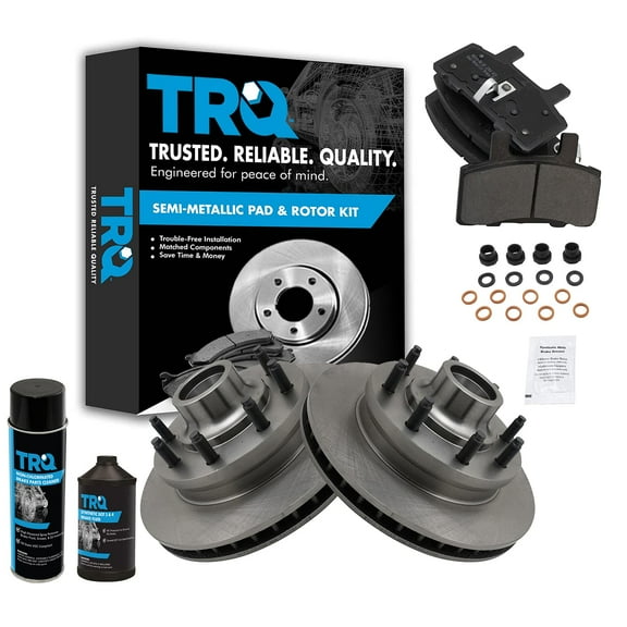 TRQ Front Brake Pad & Rotor Pair Kit w/Fluids for 94-99 Dodge Pickup Truck Ram BKA15857 Fits select: 1994-1999 DODGE RAM 2500