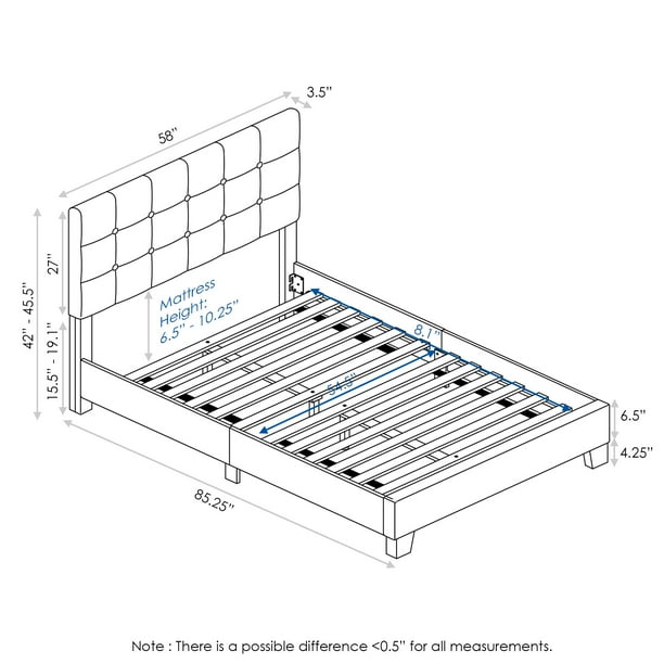 Furinno laval button 2024 tufted bed frame