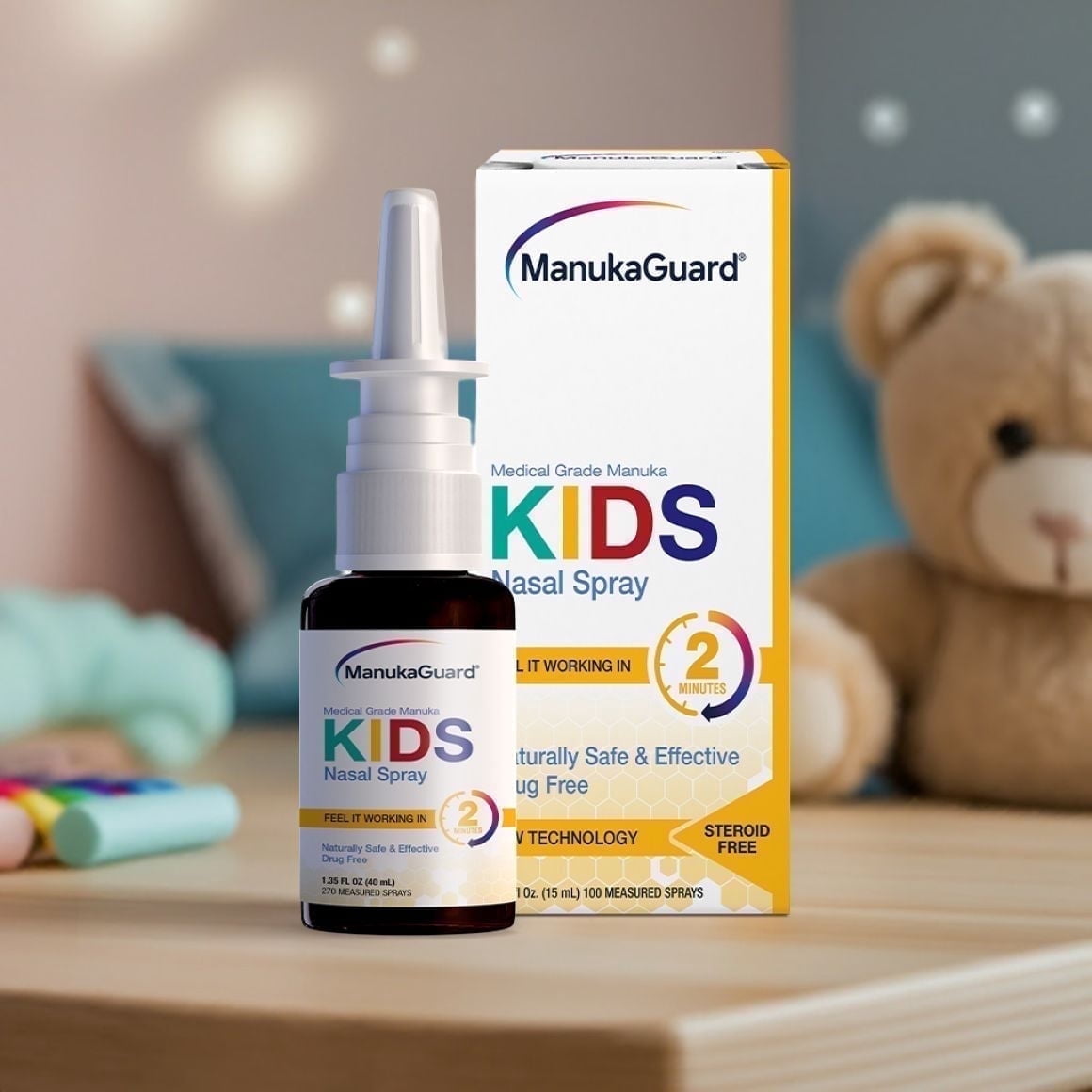 ManukaGuard Kids Nasal Spray with Medical Grade Manuka Honey, Drug-Free, 0.51 fl oz