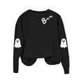 thumbnail image 4 of Jsaierl Womens Halloween Sweatshirts Spooky Pumpkin Ghost Graphic Sweatshirt Soft Crewneck T-shirt Long Sleeve Holiday Pullover Tops Halloween Party Supplies, 4 of 8
