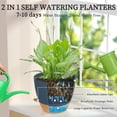 thumbnail image 4 of FIASON 3 Pack Plastic 9/10/12 Inch Blue with Brown Self Watering Plant Pots for Indoor Outdoor,Flower Pots Include Drainage Holes and Saucer, 4 of 10