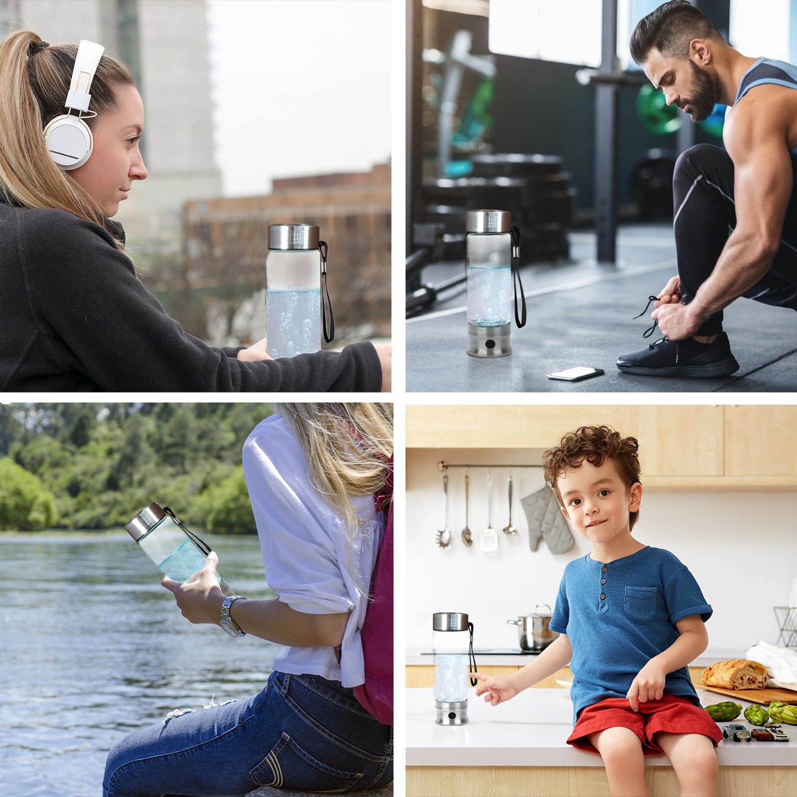 Portable Hydrogen Water Generator Bottle, USB Rechargeable Glass Hydrogen Water Maker for Health, Enhances Immunity and Energy, Ideal for Sports Enthusiasts, Fitness Buffs, and Travelers
