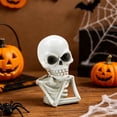 thumbnail image 3 of Diceymbol Halloween Skeleton Bust Statue Spooky Gothic Tabletop Decor for Spooky House Mantel Shelf Indoor Display 8 Inch, 3 of 8