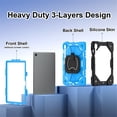 thumbnail image 2 of Heavy Duty Shockproof Case for Samsung Galaxy Tab S10 FE , Galaxy Tab S9 FE , Galaxy Tab S9,Anti drop silicone+PC Layer Protective Case 360 ° Rotating Square Handle Stand With Shoulder Strap,Blue, 2 of 8