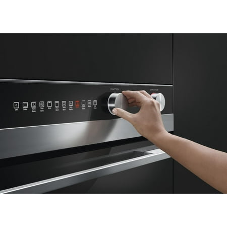 Fisher & Paykel - 29.9" Built-In Single Electric Convection Wall Oven - Brushed stainless steel/black glass