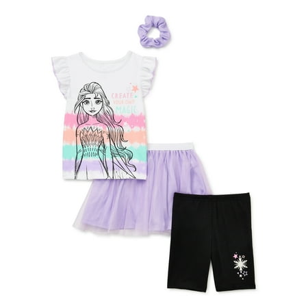 

Frozen Toddler Girls Top Skirt Biker Shorts Set 4-Piece Sizes 12M-5T