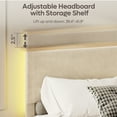thumbnail image 5 of Bestier Twin Size Bed Frame Upholstered Corduroy Platform Bed with LED light & Adjustable Storage Headboard for Bedroom, Cream, 5 of 11