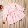 thumbnail image 4 of Canrulo Toddler Kids Baby Girls Solid Clothes Long Sleeve Dress Cotton Linen Dresses Pink 4-5 Years, 4 of 8