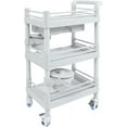 thumbnail image 4 of Medical Mobile Trolley Cart Esthetician Cart 176 Lbs Load, 3-Tier Utility Carts with Drawer & 2 Trash Cans, Portable Salon Rolling Trolley with 4 Wheels (Grey), 4 of 18