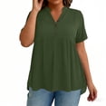 thumbnail image 6 of TaTaai Womens Plus Size Solid Color Casual Top V-Neck Decorative Buttons Soft Stretchy Fabric Breathable Lightweight 3/4 Sleeve Relaxed Fit Daily Wear Work Vacation Beach Outfit Gift, 6 of 8