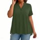 thumbnail image 5 of Plus Tops para Mujeres Tamaño Plus Moda Color Sólido Casual Botón-Up Top con Cuello en V Y Manga 3/4 Mujeres Tamaño Plus Tops de Verano, 5 of 8