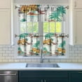 thumbnail image 2 of Aloha Tropical 3-Piece Kitchen Curtains - Safari Jungle Island Tier & Valance Set (54x18"+2x27.5x24") Coastal Paradise Semi-Sheer Rod Pocket Window Panels, 2 of 2