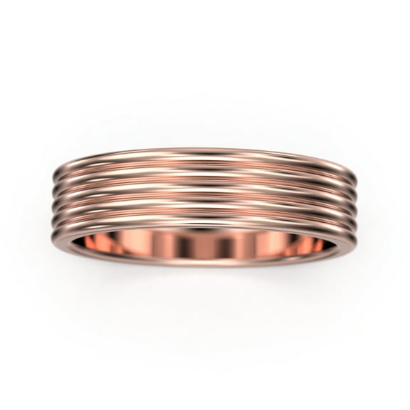 18K Rose Gold Over Silver Row Band