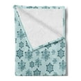 thumbnail image 2 of Teal Soft Flannel Fleece Throw Blanket, Wintertime Inspiration Ornate Abstract Snowflakes in Pale Colors Christmas, Cozy Plush for Indoor and Outdoor Use, 50" x 70", Pale Blue Teal Grey, by Ambesonne, 2 of 5