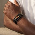 thumbnail image 6 of VNOX Men's Stainless Steel Magnetic Clasp Tiger Eye Beaded Black Leather Bracelet Gift, 6 of 6