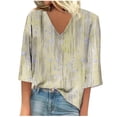 thumbnail image 2 of Weiqiqre Oversized Tshirts for Women 2025 Summer Casual Button Down Shirts Loose Fit V Neck Short Sleeve Tshirt Blouse, 2 of 5