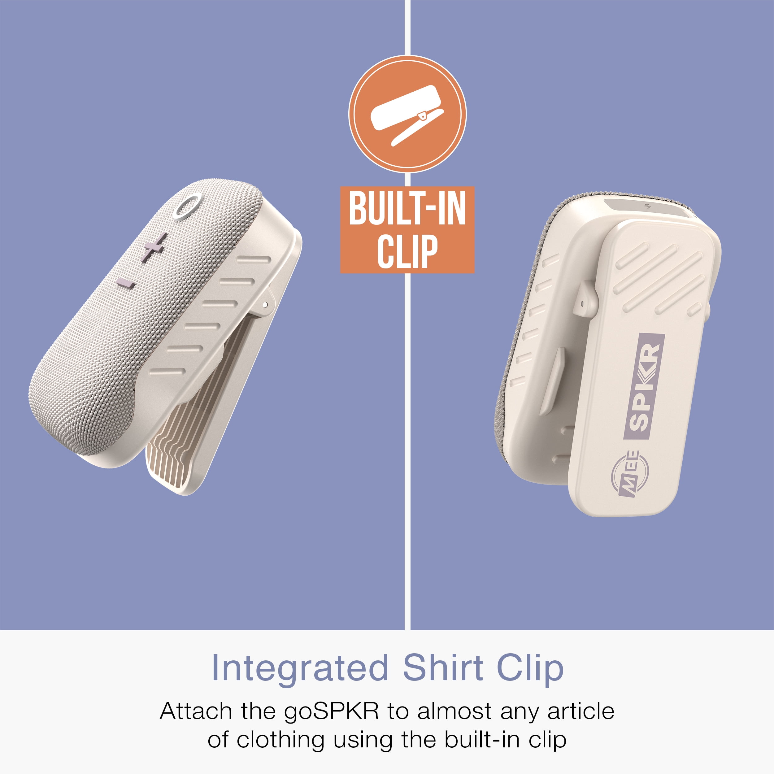 MEE audio goSPKR Wearable Bluetooth Wireless Clip-On Speaker with Speakerphone (Beige)