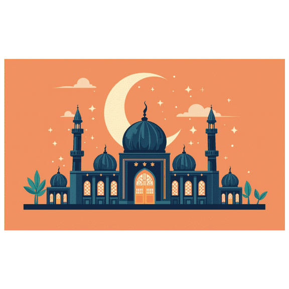 Night Sky Mosque Silhouette Eid Celebration Backdrop Banner Starry Decoration Islamic Festive Holiday Party Ramadan Mubarak Decor Photography Props