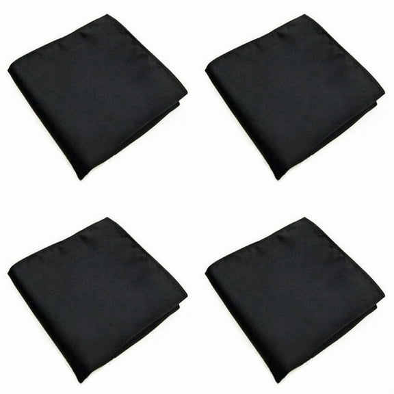 4X Men'S Pocket Hanky Plain Color Wedding Square Hankerchief (Black)