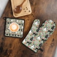 thumbnail image 5 of Cute Bulldog Dog and Flower Florals Kitchen Oven Mitt and Pot Holder Sets 2 Pcs for Baking, Cooking and Grilling, Heat Resistant Up To 392 °F, 5 of 7