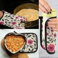thumbnail image 5 of Yayeee Oven Mitts and Pot Holder Set of 2 Heat Resistant Kitchen Gloves Baking Hot Pad, Pink Flowers, 5 of 5