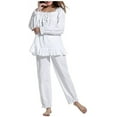 thumbnail image 2 of Women's 2 Set Cotton Sleepwear Victorian Pajama Set Long Sleeve Nightgown, 2 of 4