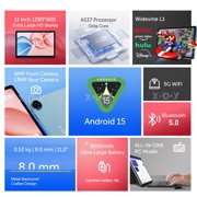 XGODY Q17 Android 15 11 Smart Tablet | 16GB RAM +256GB ROM +1TB Expandable | 8000mAh Battery | 8MP + 13MP Dual Camera | 1080P HD Touch Screen | 1.15lb/Blue Metal Body