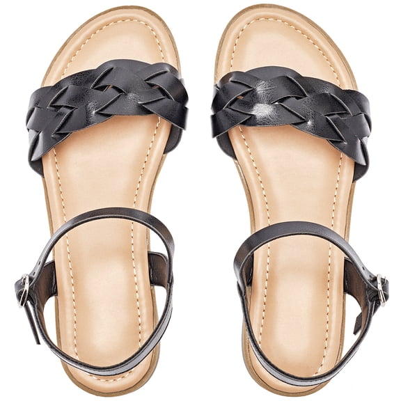 Women's Flat Slide Sandals Adjustable Ankle Strap Cross-strap Summer.