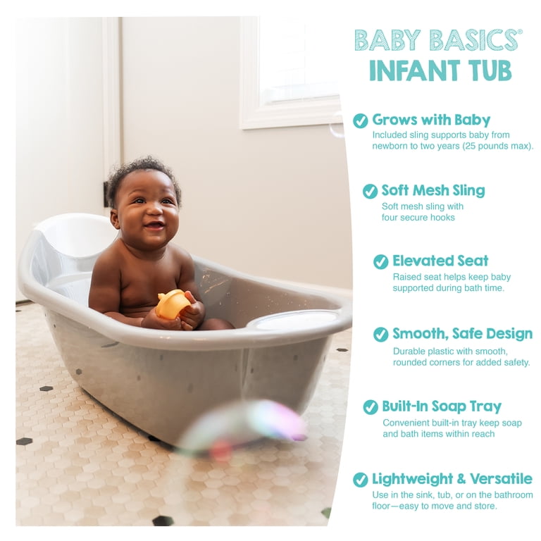 Regalo Baby Basics Grow with Me Infant Bath Tub, Grey, Unisex
