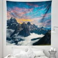thumbnail image 1 of Mountain Tapestry, Alpine Scenery Foggy Italian Natural Park Vivid Sky Above Clouds Photography, Fabric Wall Hanging Decor for Bedroom Living Room Dorm, 5 Sizes, Black White Blue, by Ambesonne, 1 of 1