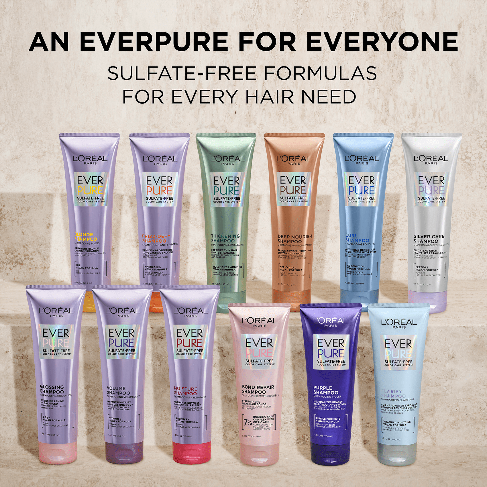 L'Oreal Paris Ever Pure Silver Care Color Protection Shampoo, Peptides, All Hair Types, 8.5 fl oz