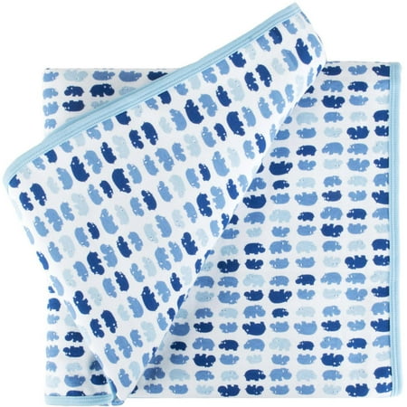Royal Blue Receiving Blanket - Tadpoles Mod Zoo Hippo Receiving Blanket, Blue