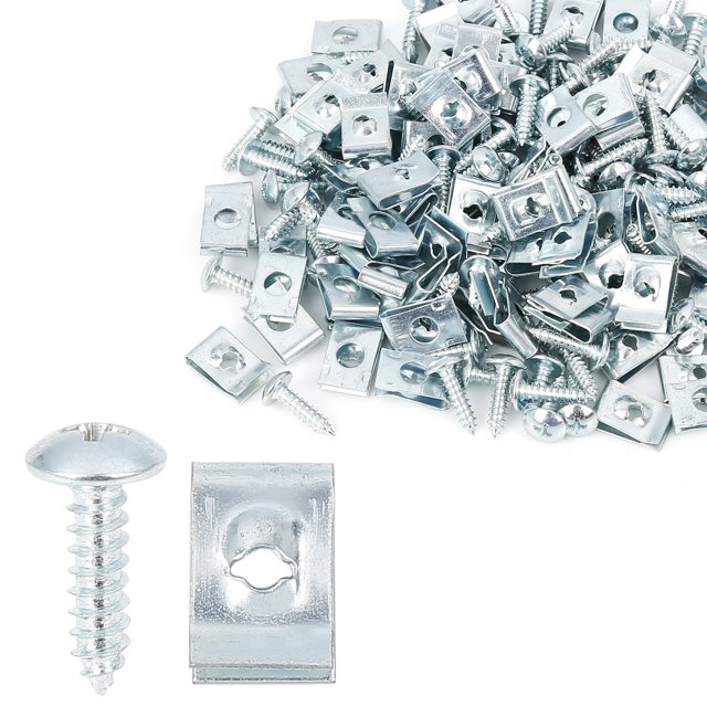 Unique Bargains 100Set 4.2x16mm U Clip Screw Assortment Car Clips Fasteners Screws for Securing Wires Cables Green