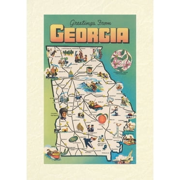 Vintage Lined Notebook Greetings from Georgia, Map (Paperback)