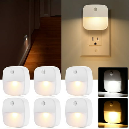 

Rosnek 1-6Pack Plug-In Led Night Light with Auto Dusk to Dawn Sensor Energy-save Wall Mount Night Light Lamp for Bedroom Bathroom Hallway Stairways