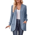 thumbnail image 1 of Womens Loose Fit Casual Open Front Long Sleeve Knit Cardigan Coat With Pockets, 1 of 9