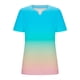thumbnail image 4 of Mujeres Tops Casual V-Cuello Impreso Oversized Mangas Cortas Camiseta Top, Poliéster Verano Primavera, 4 of 5