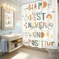 thumbnail image 3 of Kids Inspirational Quotes Shower Curtain Bathroom Set 72Wx72H Inches Funny Cartoon Cute Colorful Motivational Words Rainbow Dots Bath Accessories Classroom Art Home Decor Fabric 12 Pack Hooks, 3 of 3