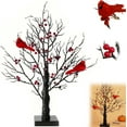 thumbnail image 7 of Ansurely Cardinal Tree, Ansurely Vintage Glowing Tree, LED Vintage Glowing Tree, Lowing Tree with Cardinals and Berries, Vintage Glowing Tree with Cardinals (2pcs), 7 of 7
