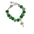 thumbnail image 2 of Delight Jewelry Goldtone Palm Tree - Green Irish Luck Bead Charm Bracelet, 7.5", 2 of 4