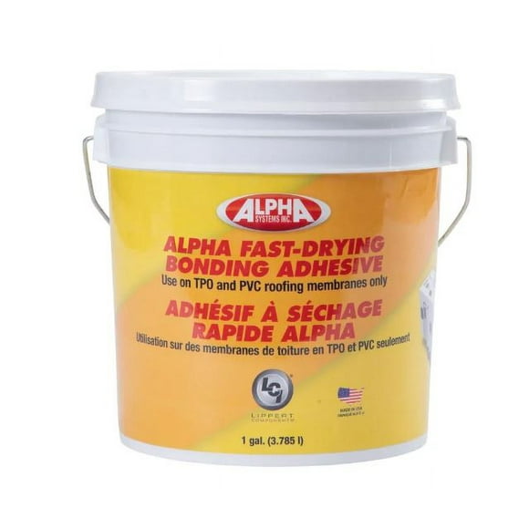 Lippert Components Roof Membrane Adhesive 862400 Used To Bond AlphaFlex/TPO/PVC Membranes/Wood/Plywood/Fiberboard/Polyisocyanurate/Gypsum/Concrete Decking; Water Based; 1 Gallon Bucket; Single