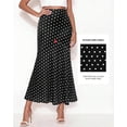 thumbnail image 5 of Dot Black White Womens High Waist Polka Dot Satin Midi Skirt A-Line, 5 of 6