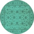 thumbnail image 1 of Ahgly Company Indoor Round Oriental Turquoise Blue Traditional Area Rugs, 6' Round, 1 of 4