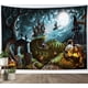 thumbnail image 1 of Tapiz de cementerio de calabaza de Halloween, decoración de pared de calabaza de terror, tapiz de bruja en escoba, carrera hacia la luna, arte de pared de castillo de cielo nocturno para dormitorio, hogar, decoración de Halloween 200x150 brillar  Electrónica, 1 of 5
