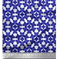 thumbnail image 1 of Soimoi Blue polyester Crepe Fabric Floral Art Geometric Print Fabric by the Yard 42 Inch Wide, 1 of 3