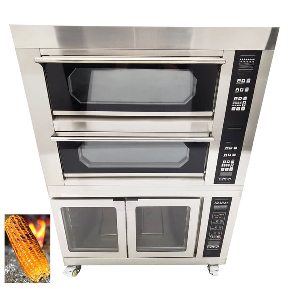 Triple Pizza Oven Machine Commercial with Fermentation Tank 4 Baking Sheets 8 Fermentation Sheets 220V 3PH
