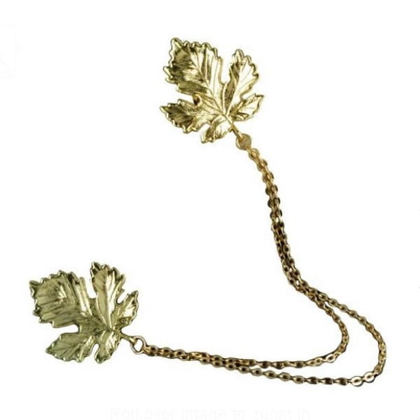 segolike Leaf Chain Brooch Pin Button, Shirt Neck Collar Tips with