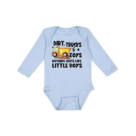 

Inktastic Dirt Trucks and Toys Nothing Quite Like Little Boys Gift Baby Boy Long Sleeve Bodysuit