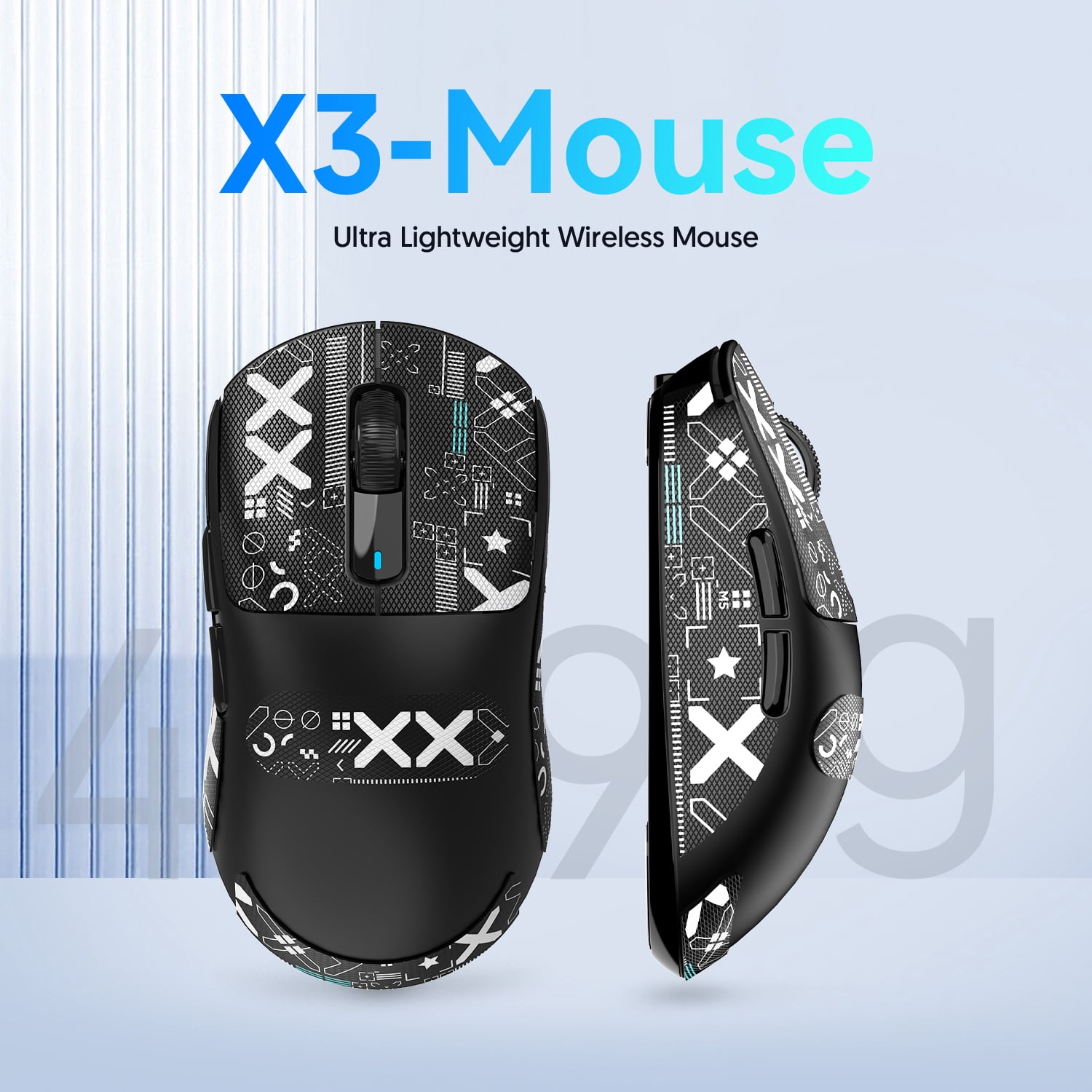 ATTACK SHARK X3 49g SUPERLIGHT Gaming Mouse, PixArt PAW3395 Sensor, BT/2.4G Wireless/Wired, 6 Adjustable DPI up to 26000, for Win10/11/Xbox/PS/Mac