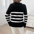 thumbnail image 5 of VISALY V Neck Pullover Sweater Knit Sweater Winter Sweaters Lapel V Neck Long Sleeve Striped Chunky Knit Oversized Pullover Sweater Crochet Sweaters Women Hoodies Pullover Warm Sweaters Black L, 5 of 5